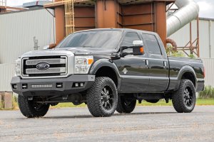 Ford F-250 Super Duty Front Bumper - Rough Country - LED with Cubes and Light Bar - Flat Black - '11-'16